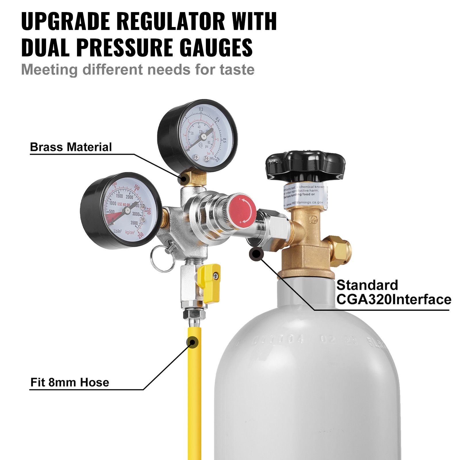 Double Gauge CO2 Regulator 0-60PSI for Draft Beer