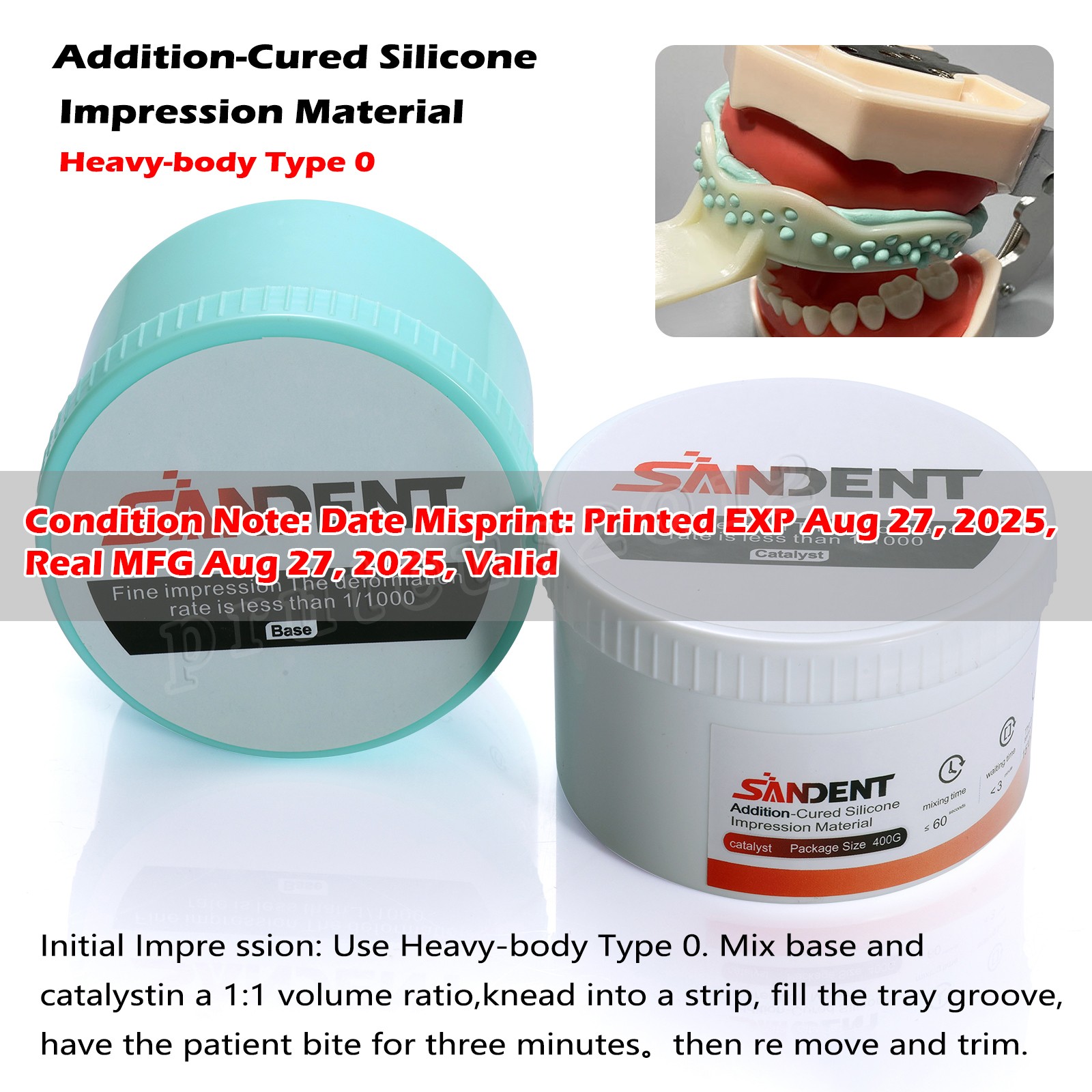 2 Sets Dental Putty PVS VPS Impression Material Base Normal Set 2 x 400g