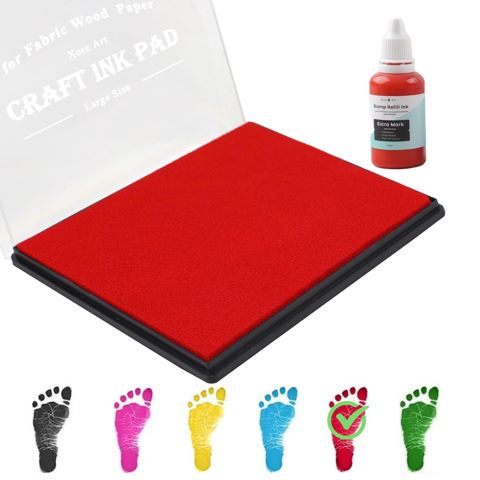5"x4'' Large Ink Pad Washable Stamp Ink Pad for Baby Footprint Handprint with 30