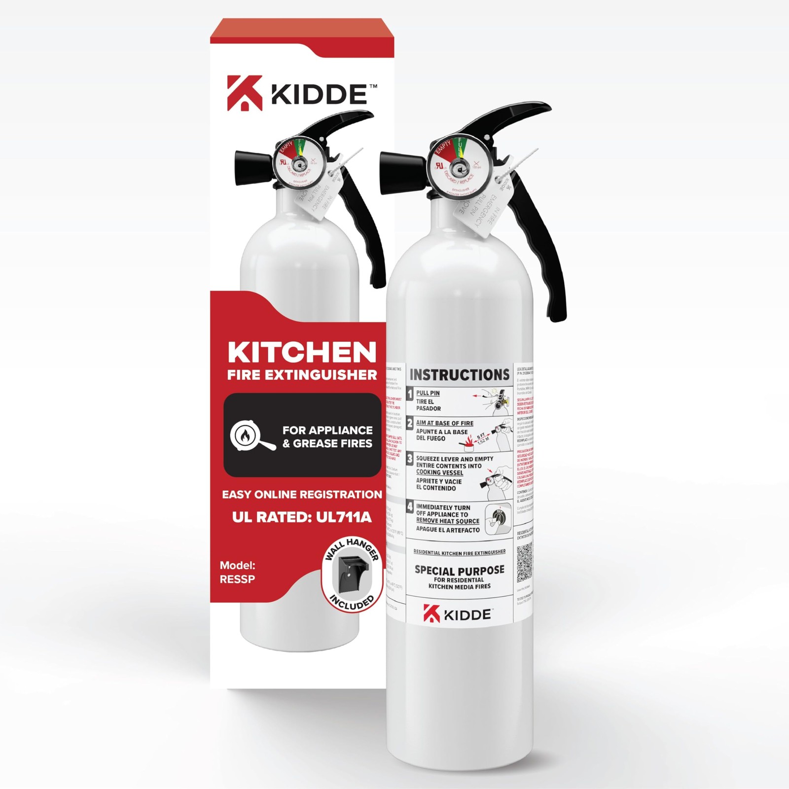 Kidde Kitchen Fire Extinguisher 711A RESSP Home Extinguisher for Small Cooking