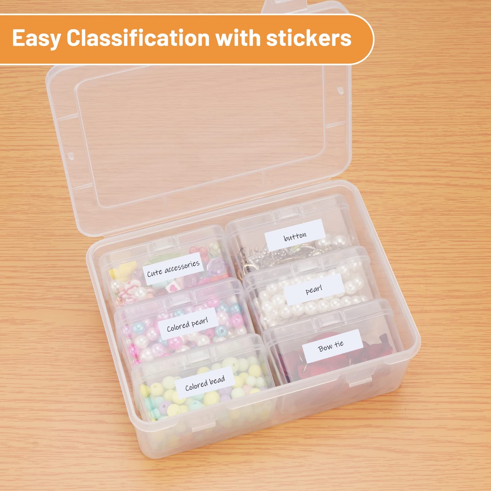 Mathtoxyz Small Bead Organizers and Storage, Clear Rectangle