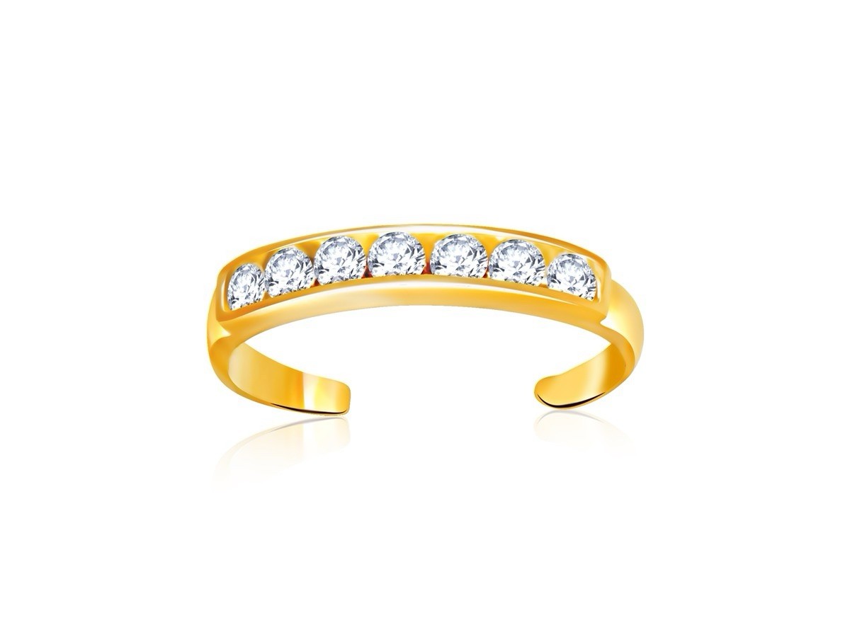 Cubic Zirconia Accented Toe Ring in 14k Yellow Gold