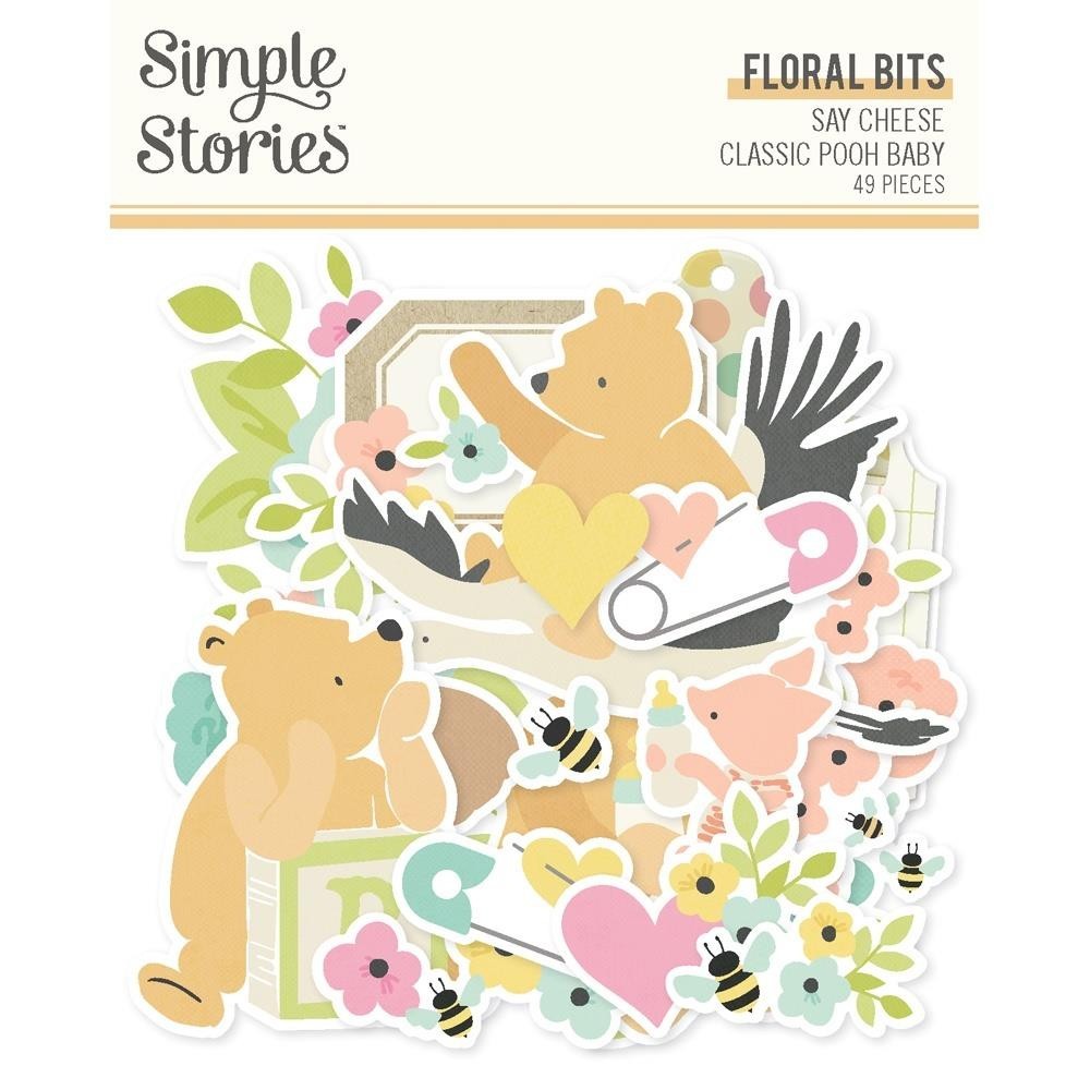 Crafts SS DieCuts Floral Bits Pooh Baby Stork Piglet Bottle Blocks Flowers Bees