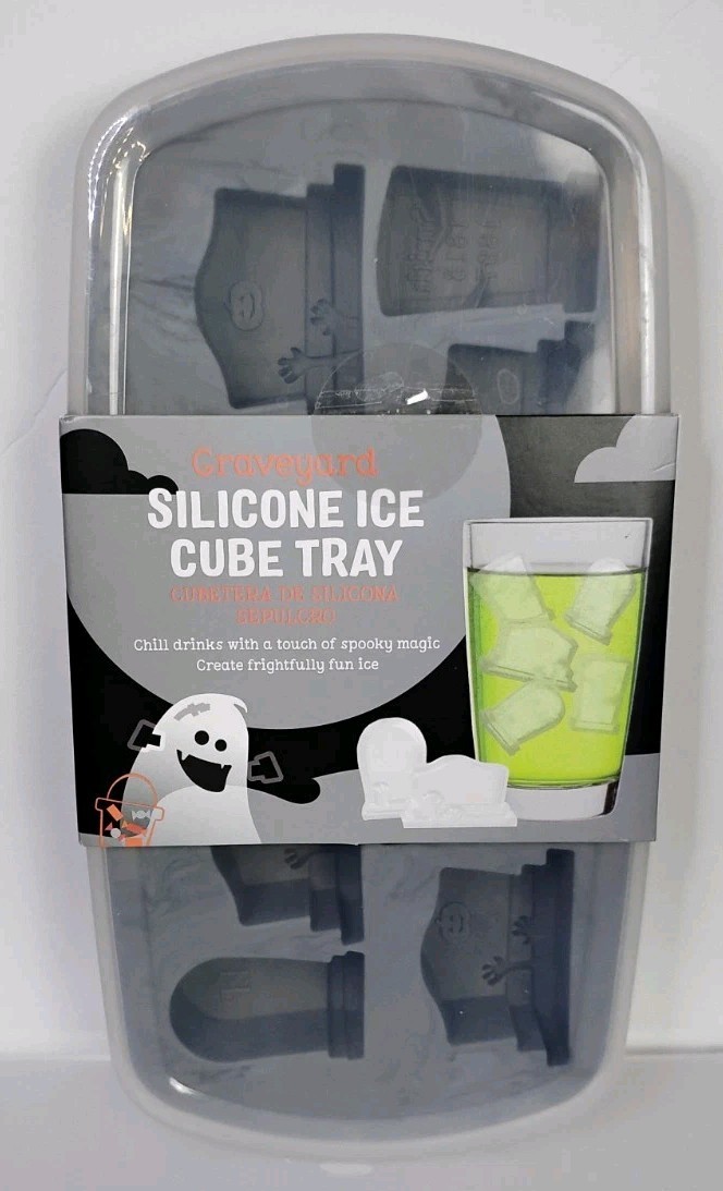 Graveyard Tombstone Shaped Silicone Ice Cube Tray Horror Decor Makes 10 Cubes