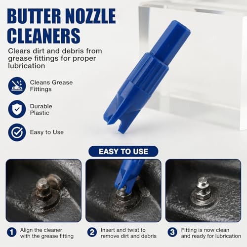 2 Pcs Grease Fitting Tool Set, 4 in 1 Grease Zerk Fitting Tool with Cleaner,