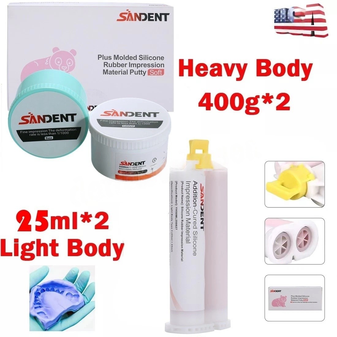 SANDENT Dental Impression Material Silicone Putty Heavy/Light Body Normal/Fast