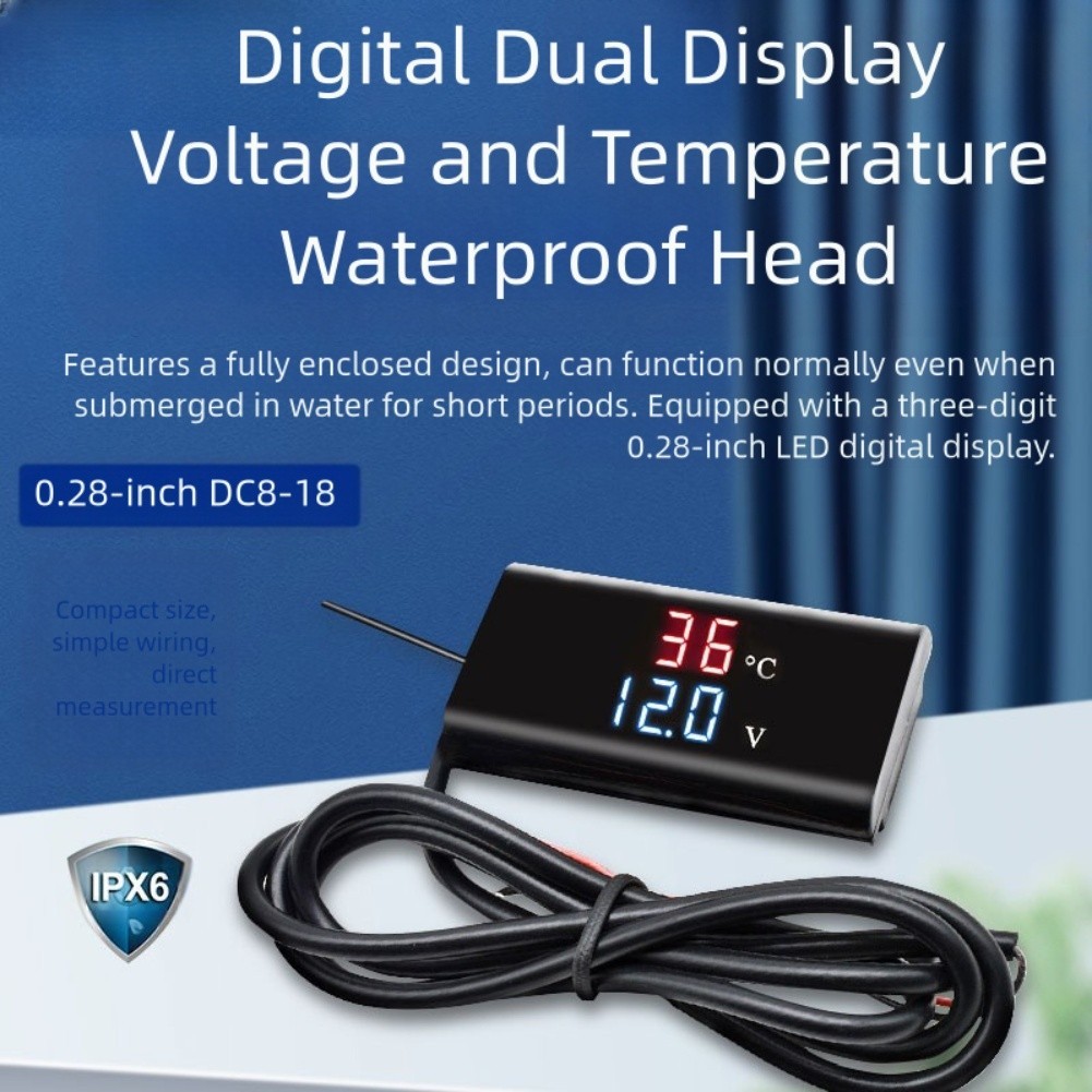 Dual Display Voltmeter Status Monitoring Compact 0.28-inch Display