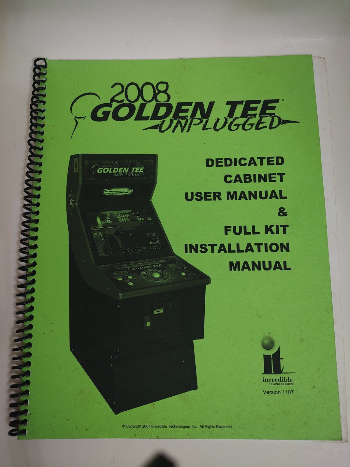 2008 Golden Tee Unplugged Dedicated Cabinet User Manual Full Kit Installation IT