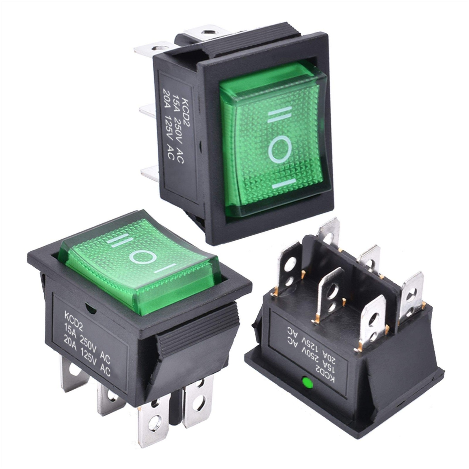 APIELE 3Pcs 3 Position Rocker Toggle Switch DPDT 6 Pin AC 125V/10A 250V/16A O...