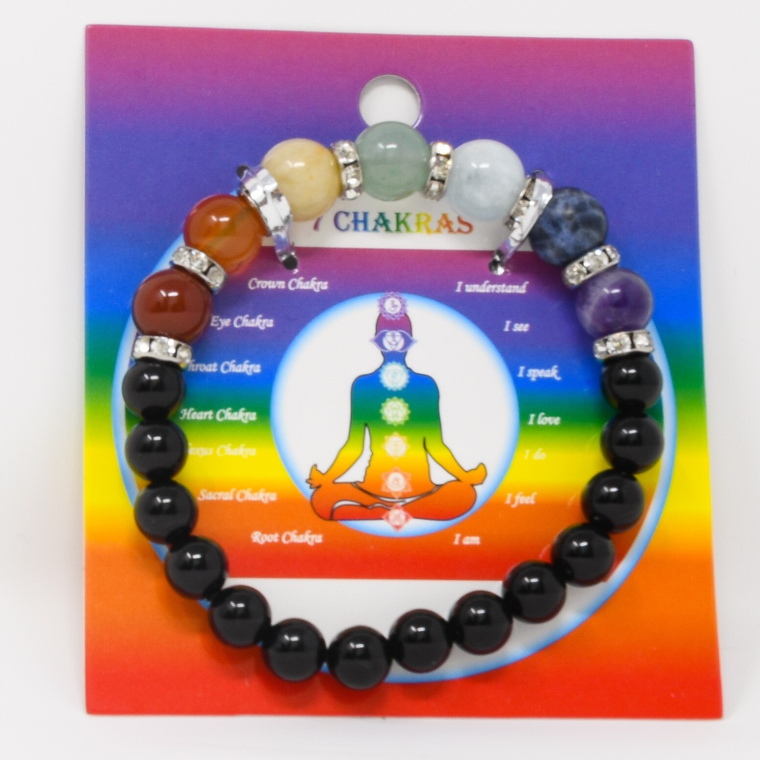 Black Obsidian 7 Chakra Charm Bracelet Jewelry Root Chakra Aries Scorpio