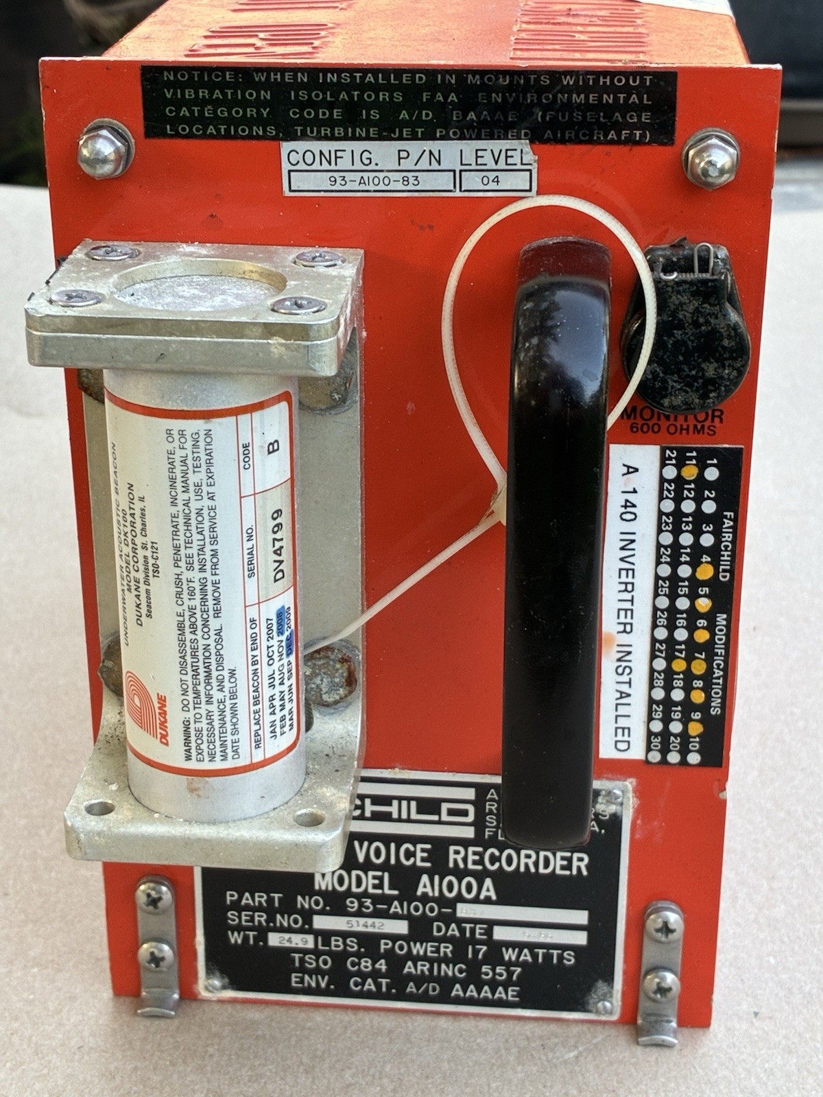 COCKPIT VOICE RECORDER (MODEL A100A) 93-A100-83