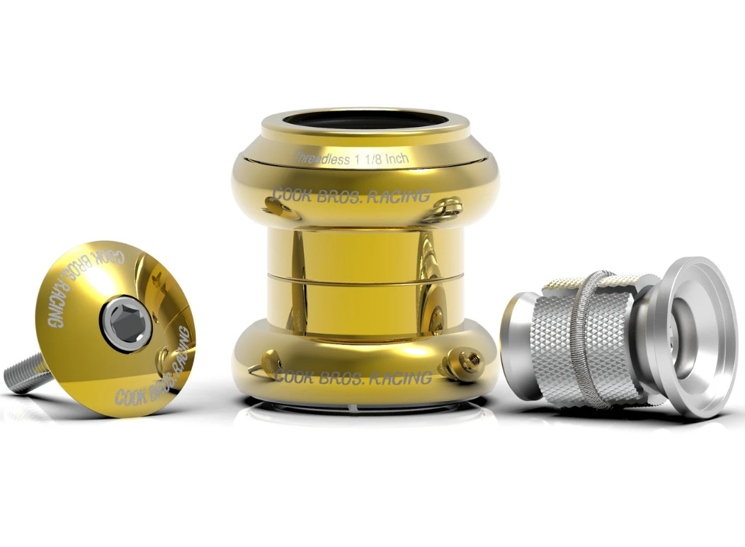 COOK BROS. RACING STAINLESS STEEL 1-1/8" Threadless Headset GOLD