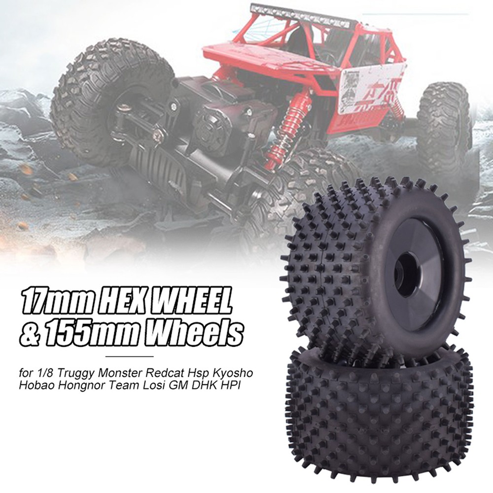 2pcs ZD Racing 17mm HEX&155mm Wheels Tires for 1/8 Truggy Monster Redcat Hsp HPI