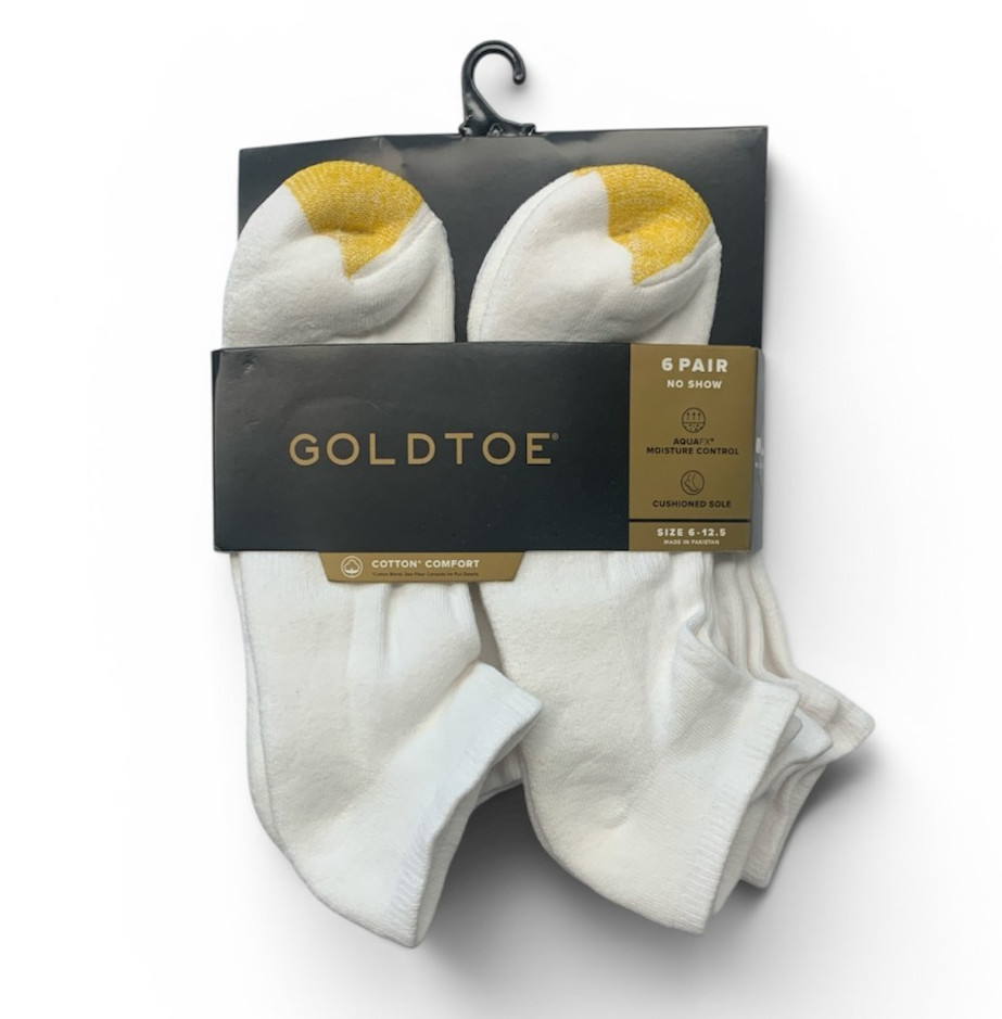 GoldToe Men's Cushioned Cotton No Show Socks 6 Pack 6-12.5
