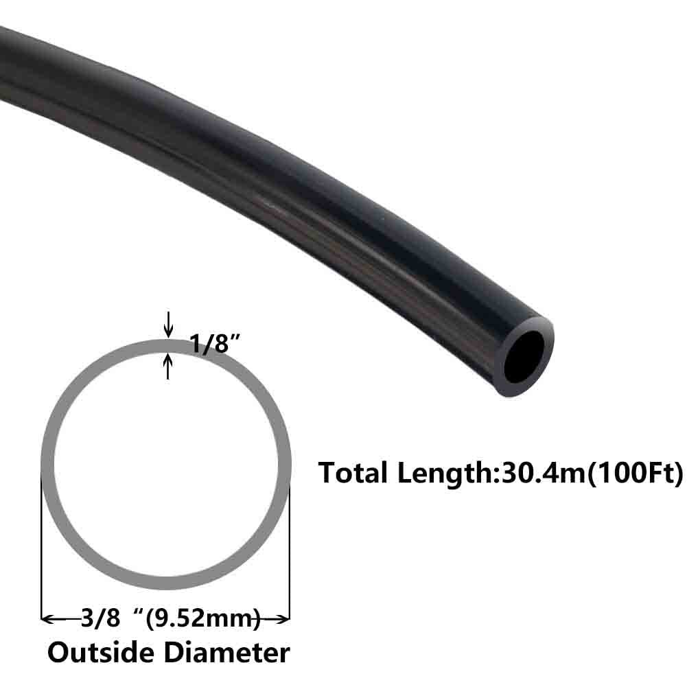 Pneumatic Nylon Tube 3/8"OD 100ft SAEJ844 Air Line 100FT, Black