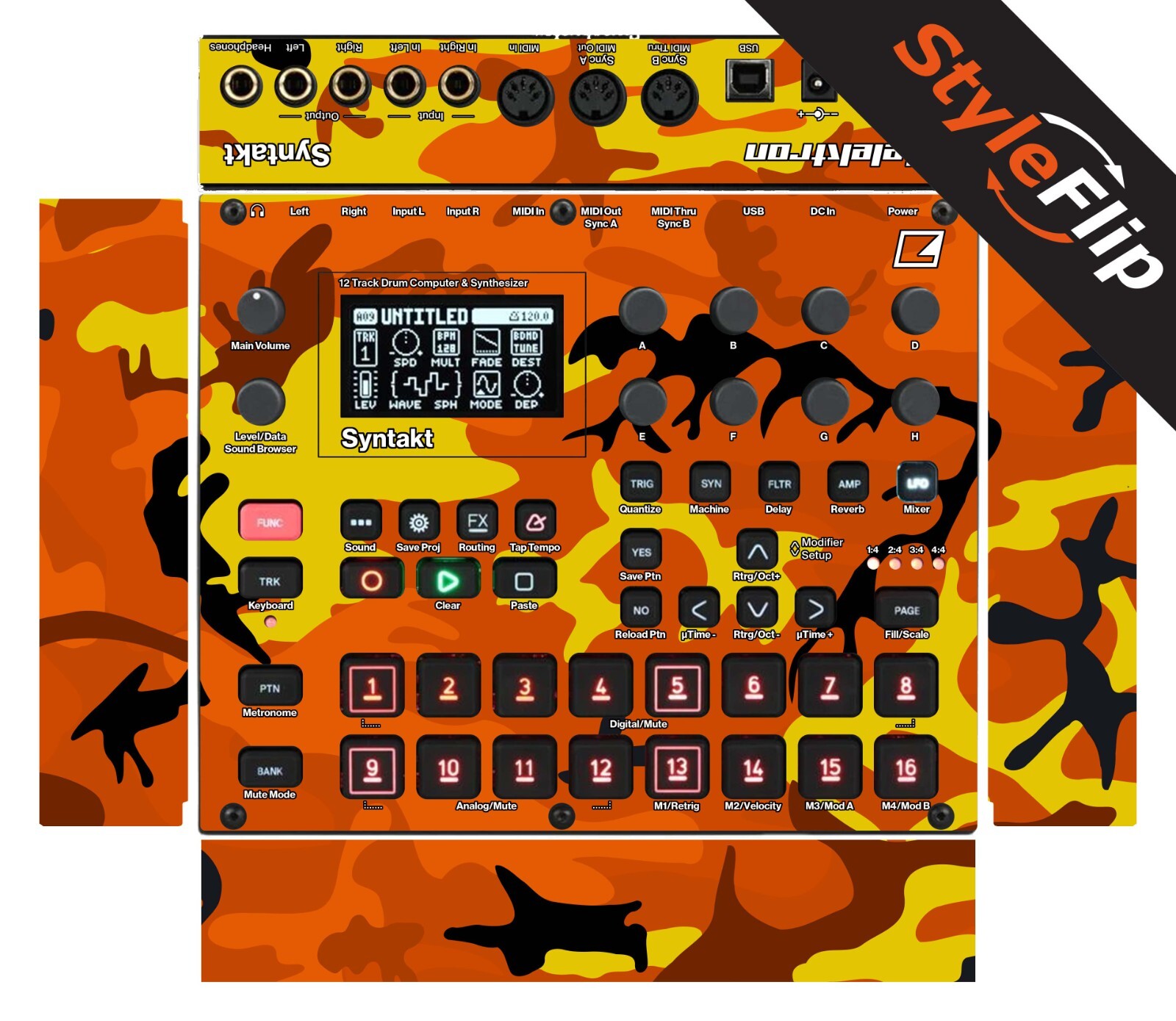 Elektron Syntakt Skin | Camo Orange | Protective Decal | StyleFlip Skins