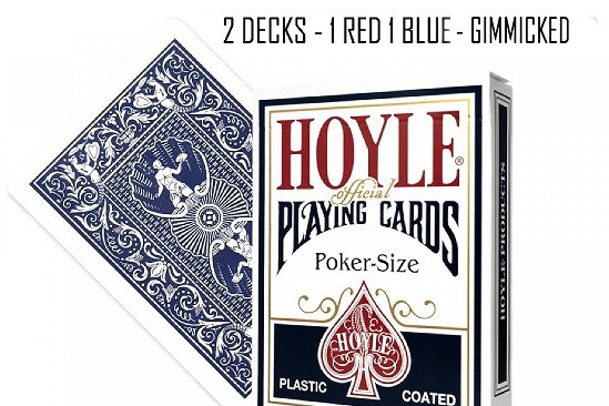 HOYLE PLAYING CARDS POKER SIZE - ( 1 RED DECK AND 1 BLUE DECK ) GIMMICKED
