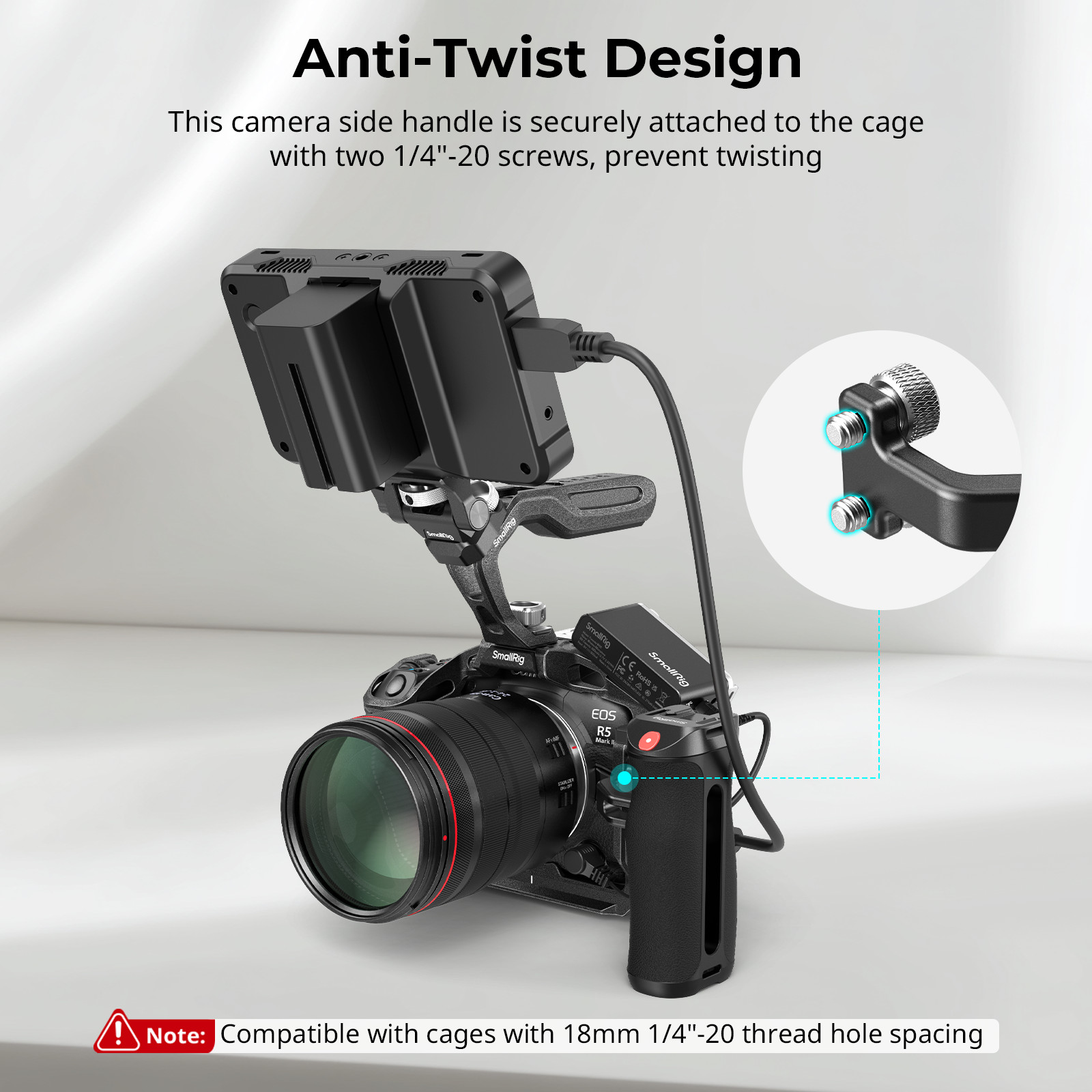SmallRig Threaded Side Handle with Record Start/Stop Remote Trigger for Canon