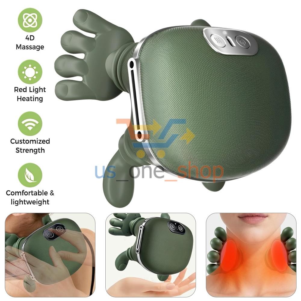 Electric Neck & Shoulder Massager with Heat Shiatsu 4D Kneading Pain Relief USA