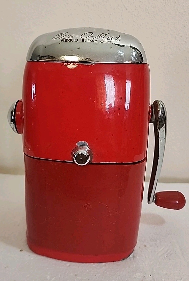 VTG Ice-O-Matic Ice Crusher Vouge Model Rival #455 USA Red Kitchen Retro 1950s