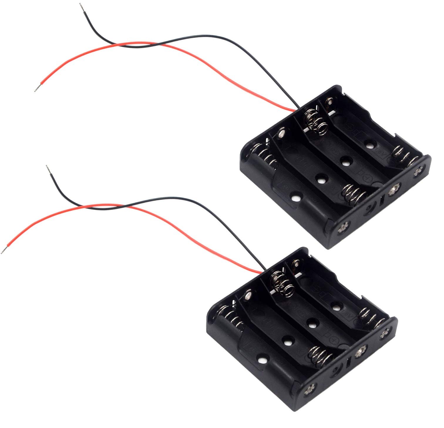 (Pack of 2 4 AA Battery Holder with Leads, 4 AA Battery Holder with Wires