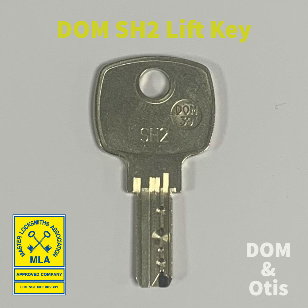 Dom SH2 Key - Lift Key - DOM & OTIS - FREE FIRST CLASS P&P - SAME DAY DISPATCH