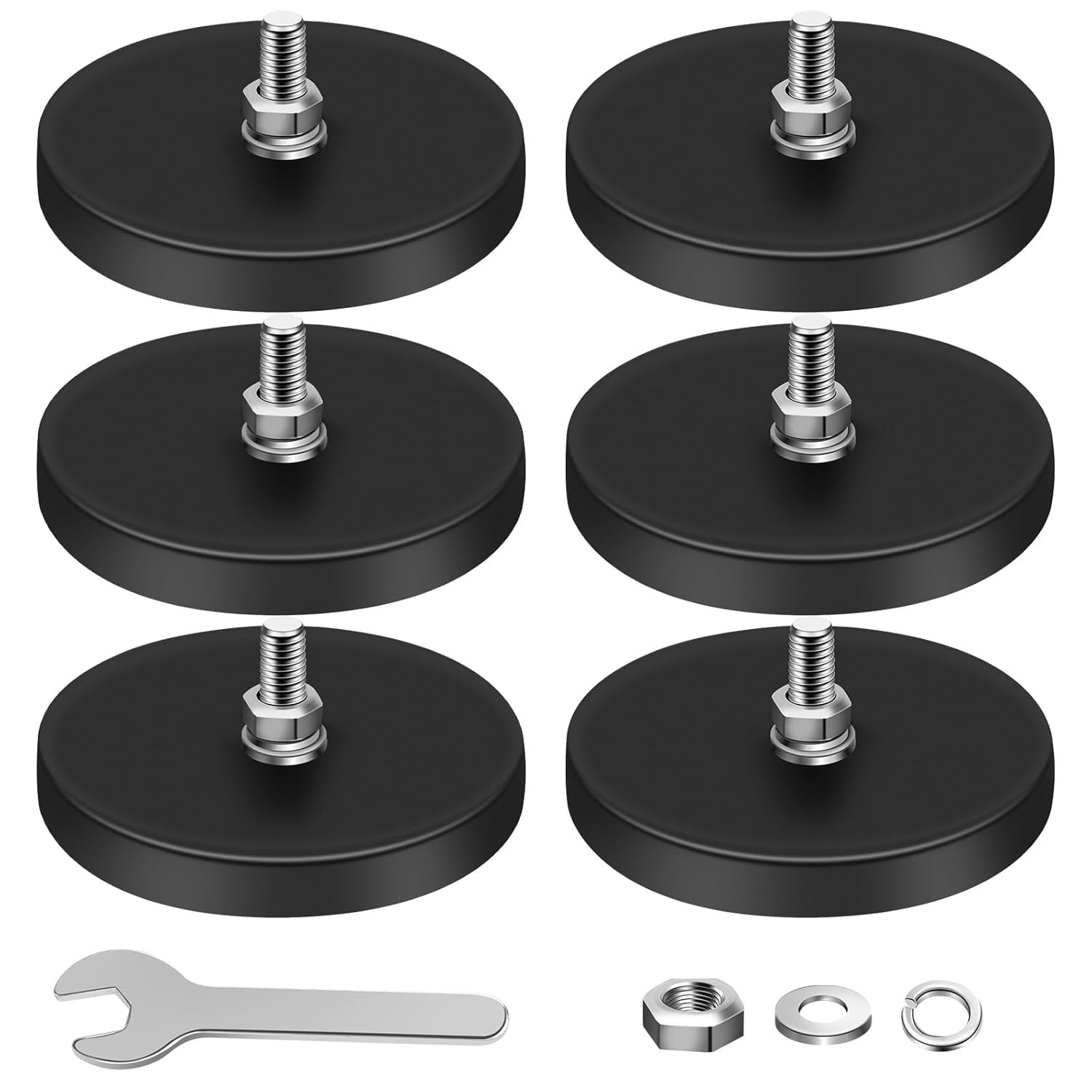 6PCS 1/4" Strong Rubber Coated Magnets - 30lb Pull Force