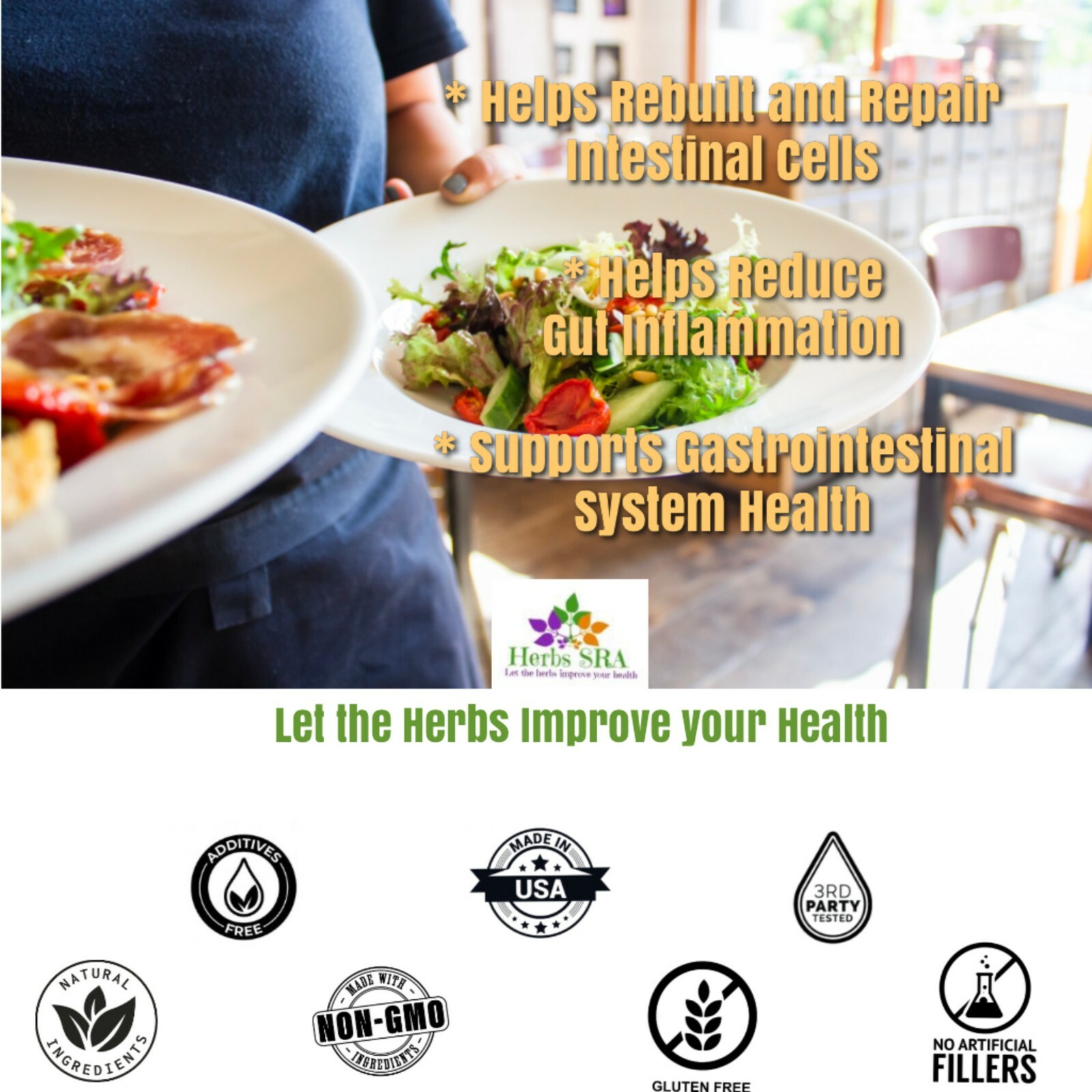 Digestive Support: L-Glutamine, Quercetin, Licorice, 120 Capsules, Immune System
