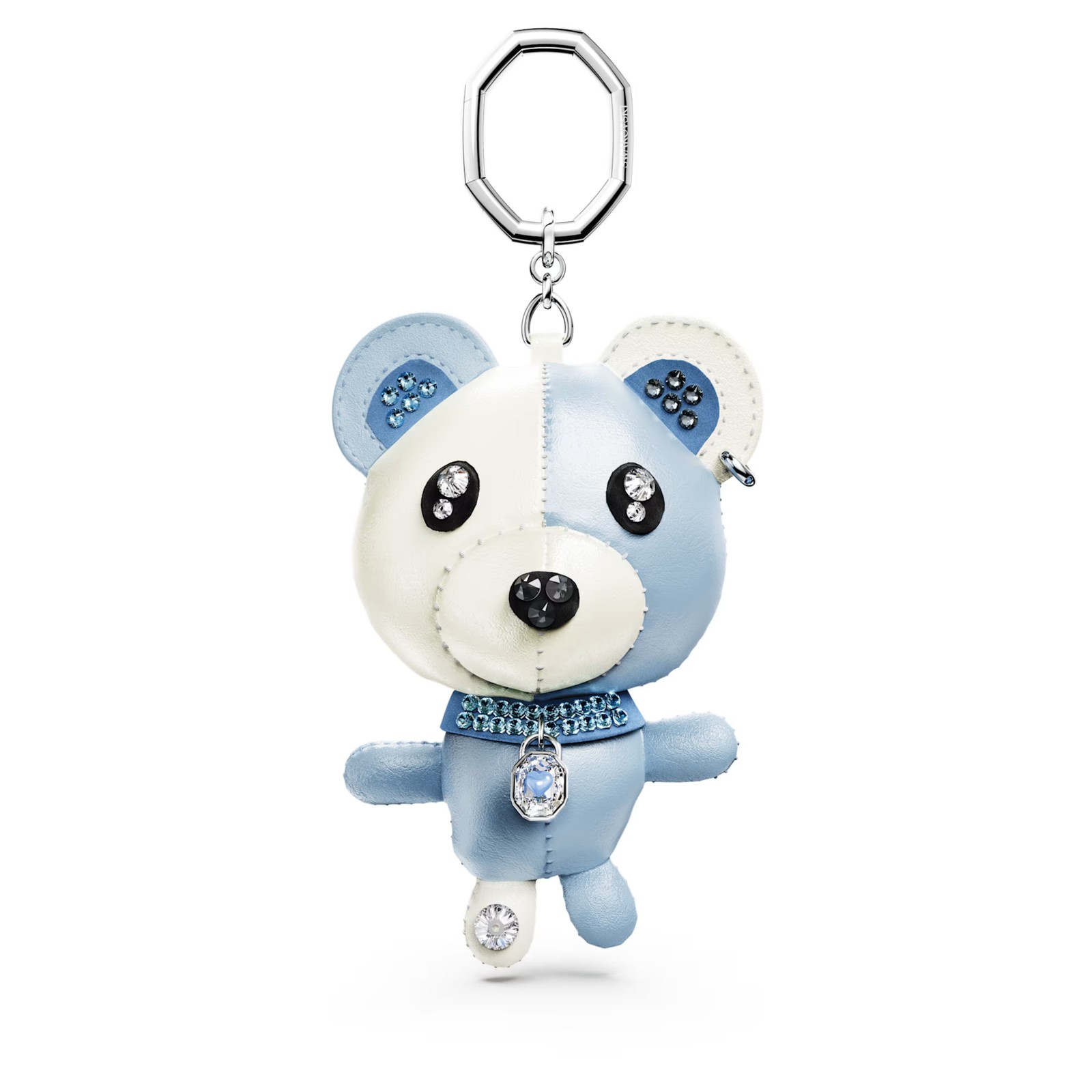 Swarovski Crystal Teddy Bag Charm, Bear, Blue, Rhodium Plated 5733771