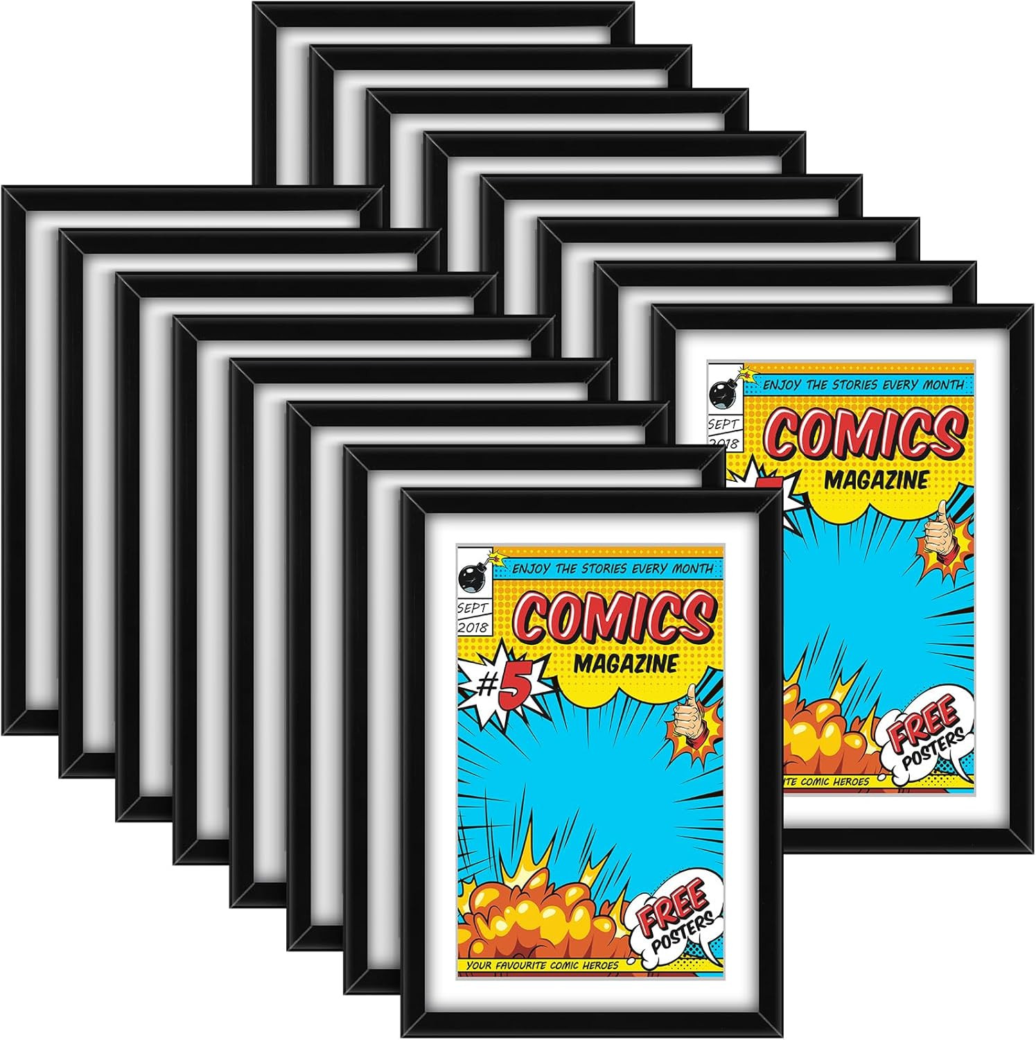 16 Pack Comic Book Frame UV Protection Magazine Picture Display Wall Mount Book