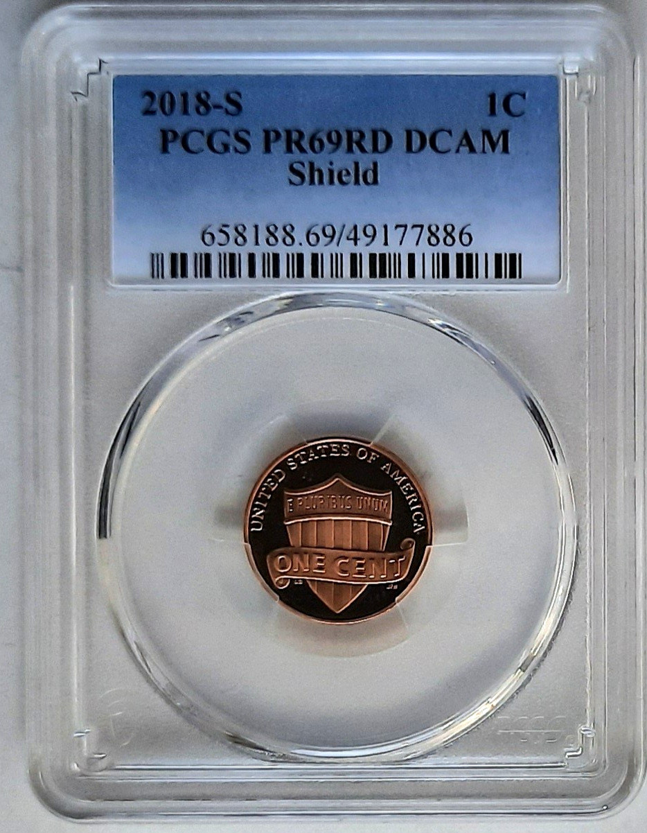 2018-S Proof Lincoln Cent-Shield- PCGS PR69 RD DCAM -Fading Blue Label