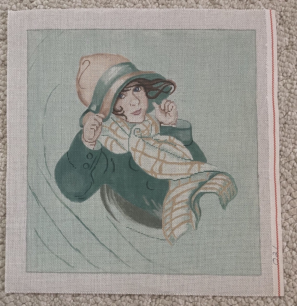 GIRL IN THE WIND Hand Painted Needlepoint Canvas