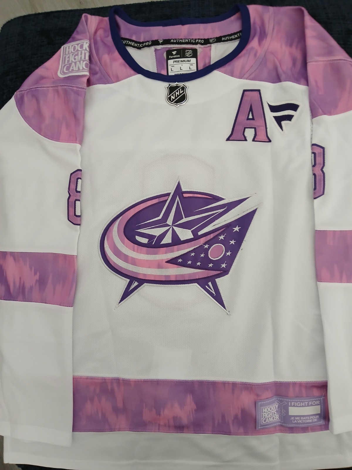 Women's Zach Werenski #8 Columbus Blue Jacket Hockey Fights Cancer Jersey