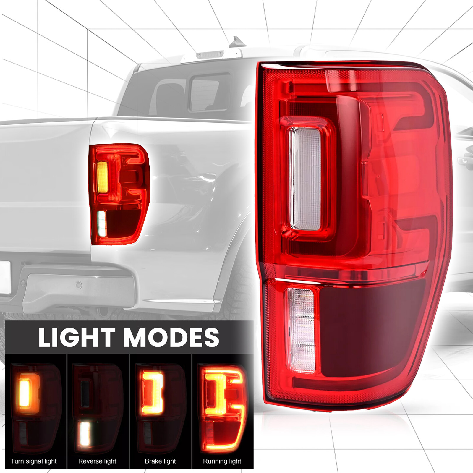 Right Passenger LED Tail Light Lamp For Ford Ranger XLT XL 2019-23 W/Blind Spot