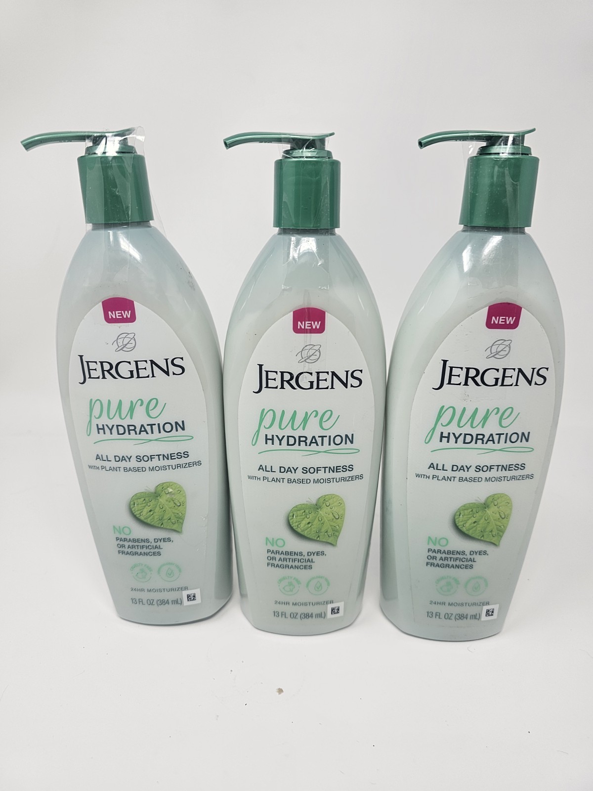 3 Jergens Pure Hydration Lotion Plant Based Moisturizers 13 Oz No Parabens