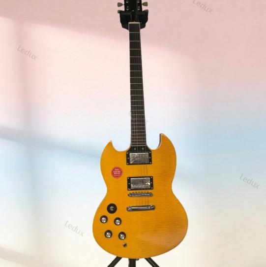 Soild Body Electric Guitar Flame Maple Top Chrome Parts 2H bone nut Lefthand