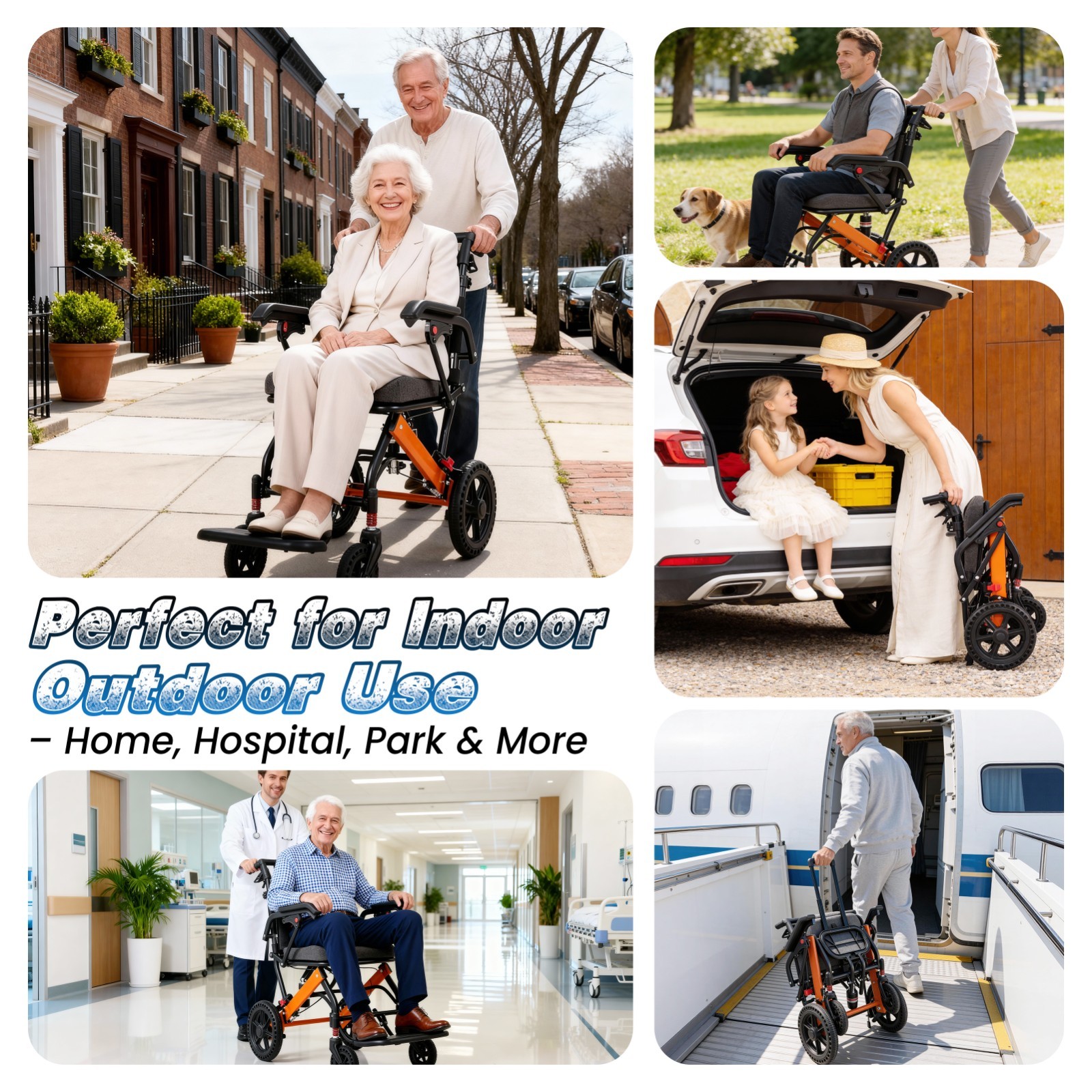 24lbs Lightweight Transport Wheelchair, Adjustable Backrest, Telescopic Handle