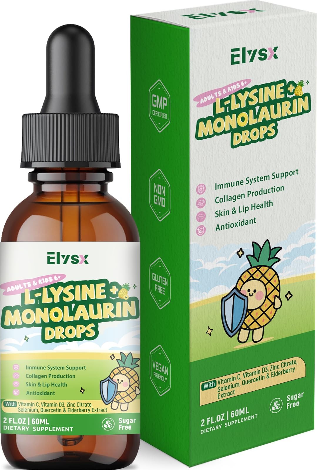 L-lysine Monolaurin Liquid Drops, Lysine 1000mg 2 Fl Oz (Pack of 1)
