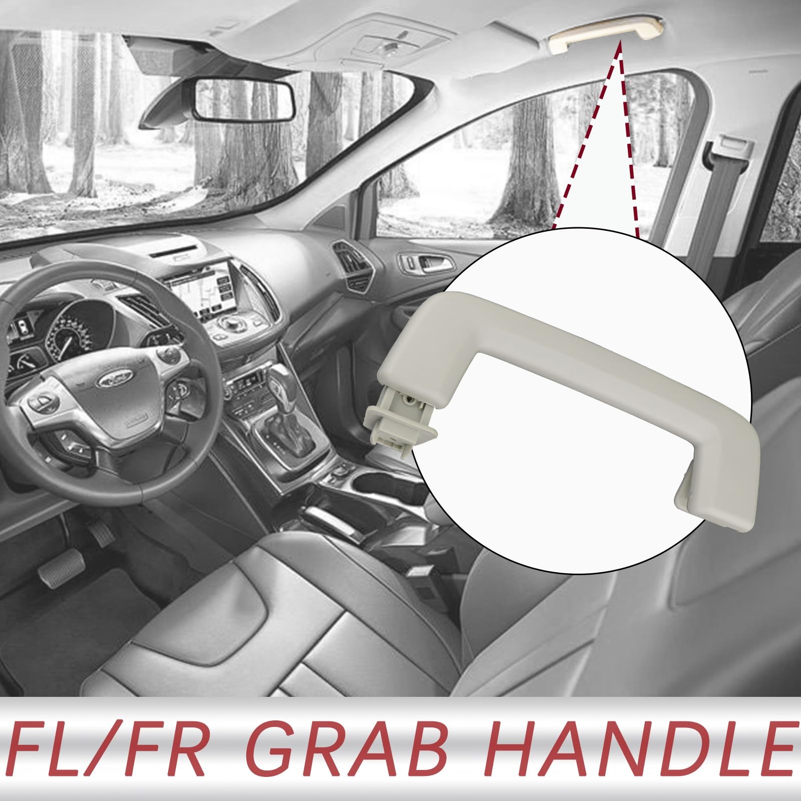 TQPONLY Interior Grab Handles Grips Compatible with Front Handle, gray-beige