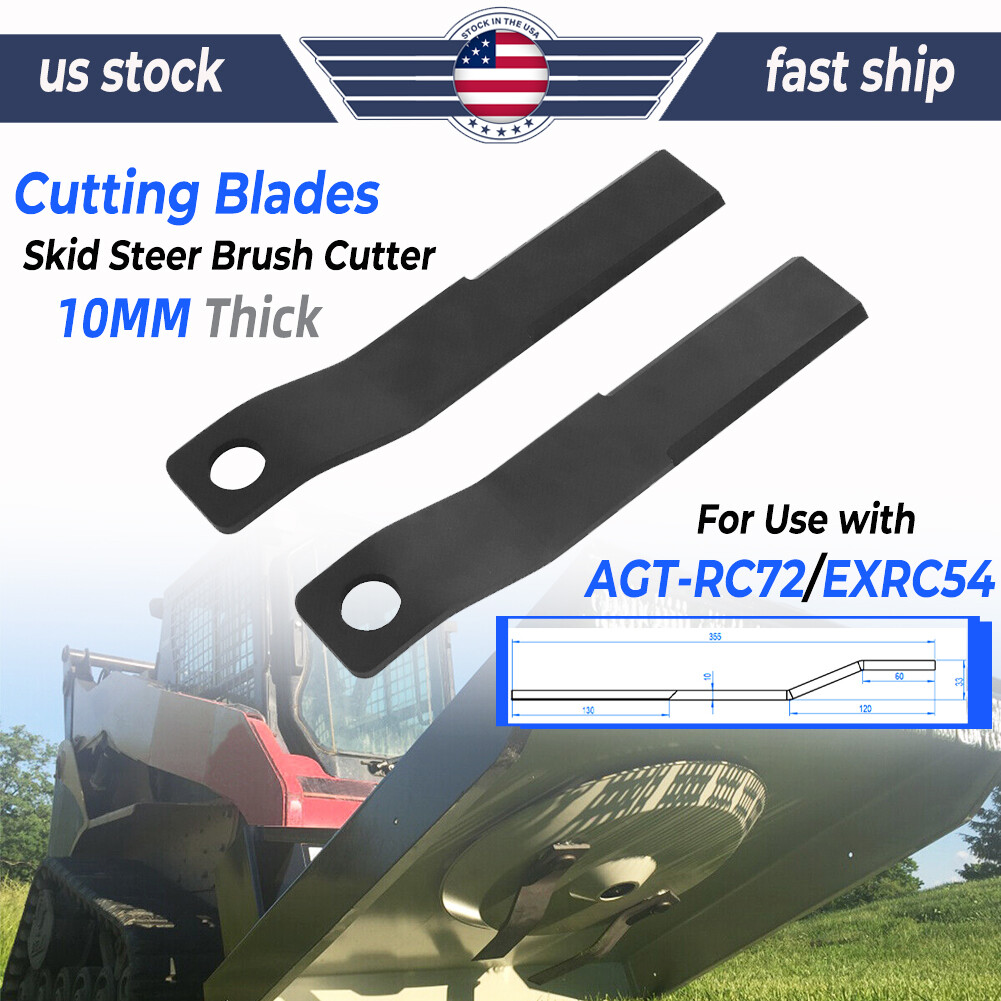 2pcs Skid Steer Brush Cutter Cutting Blades, For Use with AGT-RC72/EXRC54