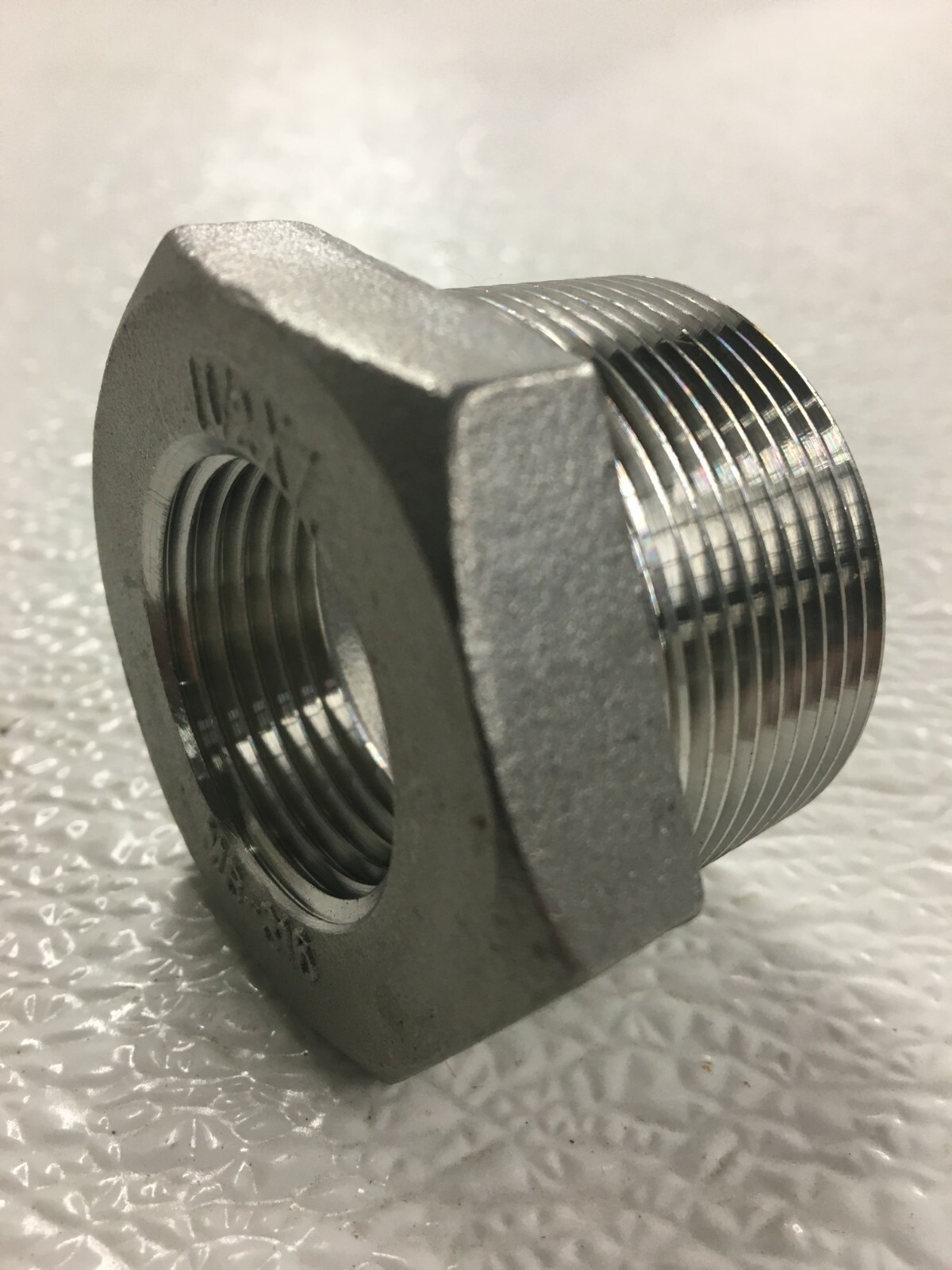 Hex Bushing 1-1/2" x 1" 150# Stainless Steel Threaded Pipe / Conduit Fitting