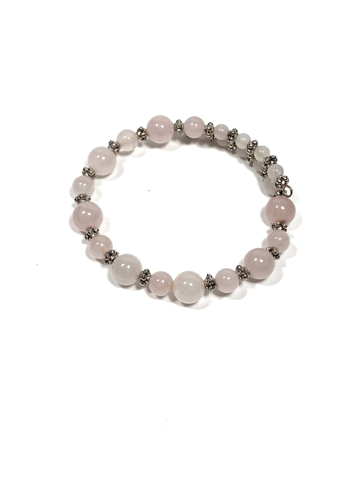 Rose Quartz Bracelet Beaded Memory Wire