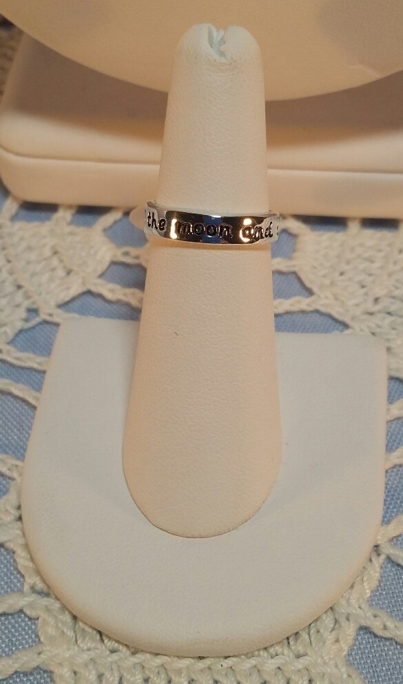 Ladies Sterling Silver Band Ring  "I Love You to the Moon and Back"