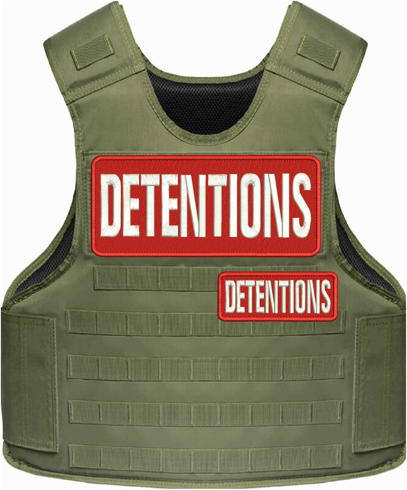 Detentions 2 Embroidery Patch 4x10 And 2x5 Hook On Back White On Red