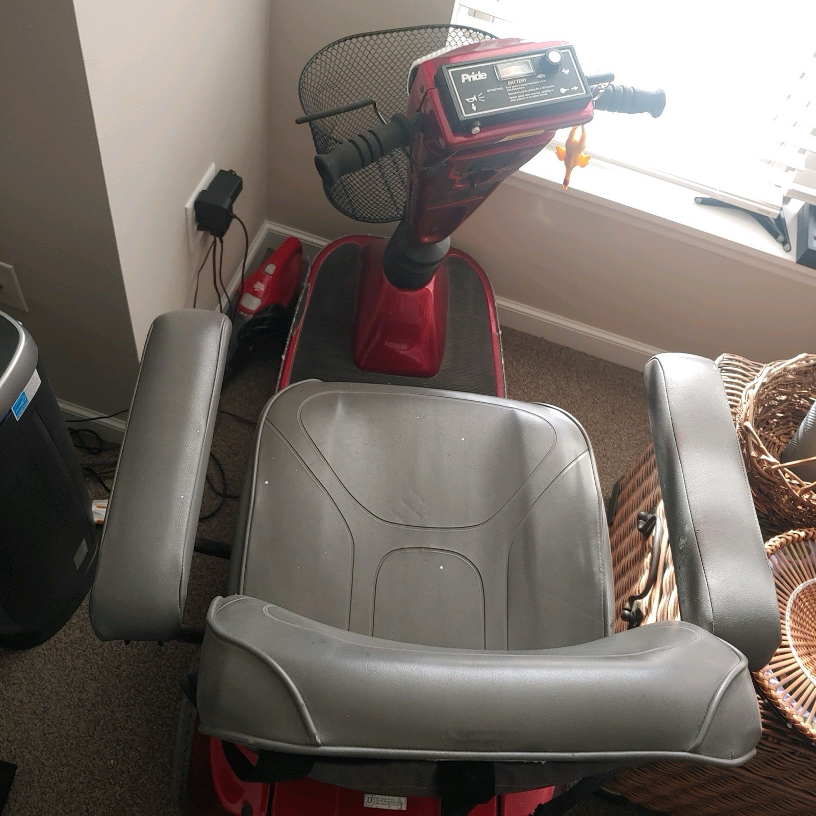 Pride Celebrity 3-Wheeled Red Mobility Scooter with Storage Compartment
