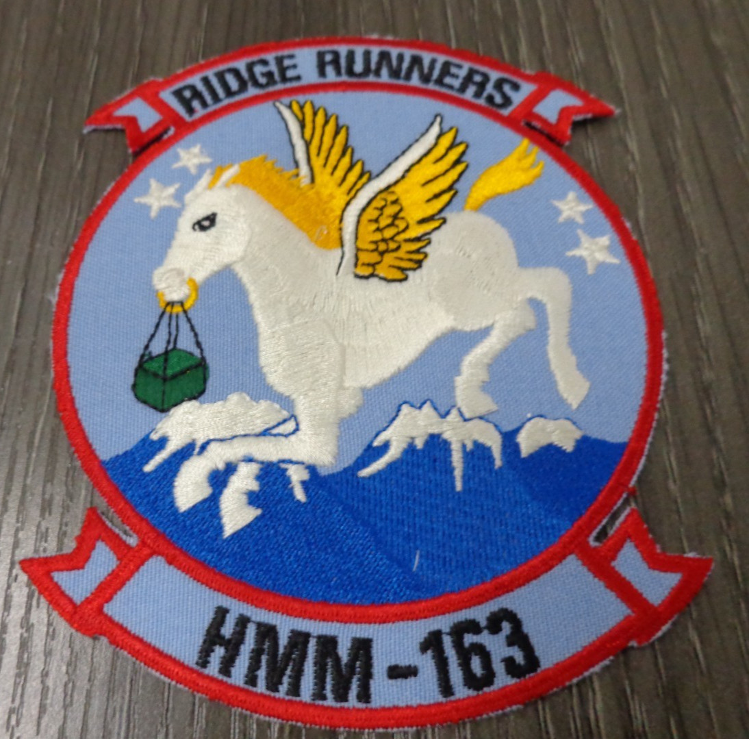 5" MARINE CORPS HMM-163 RIDGE RUNNERS HELI SQUADRON EMBROIDERED JACKET PATCH