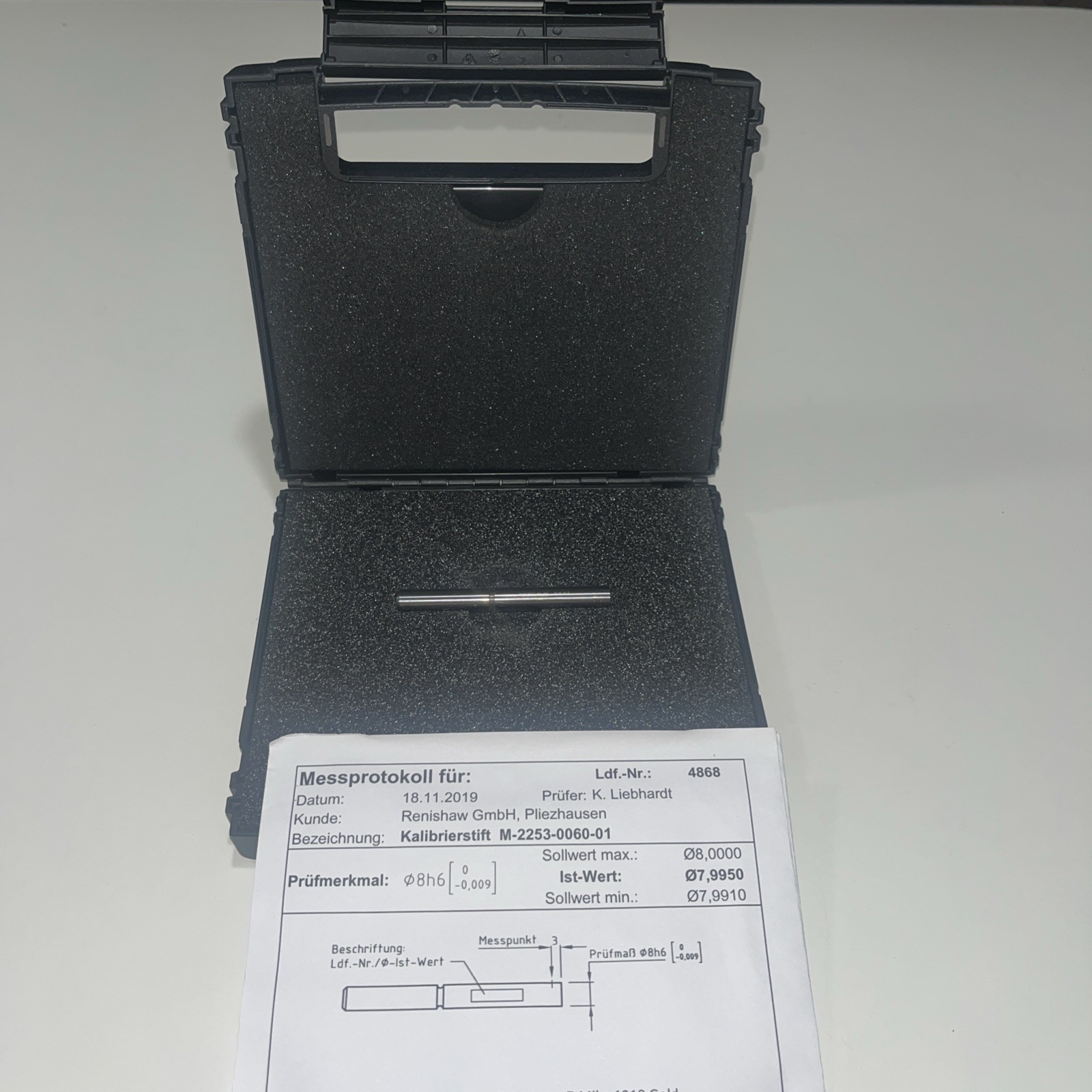 🇺🇸RENISHAW M-2253-1588 8mm CALIBRATED KAL.-STIFT D=8/L=70 INKL. ZERTIFIKAT+BOX