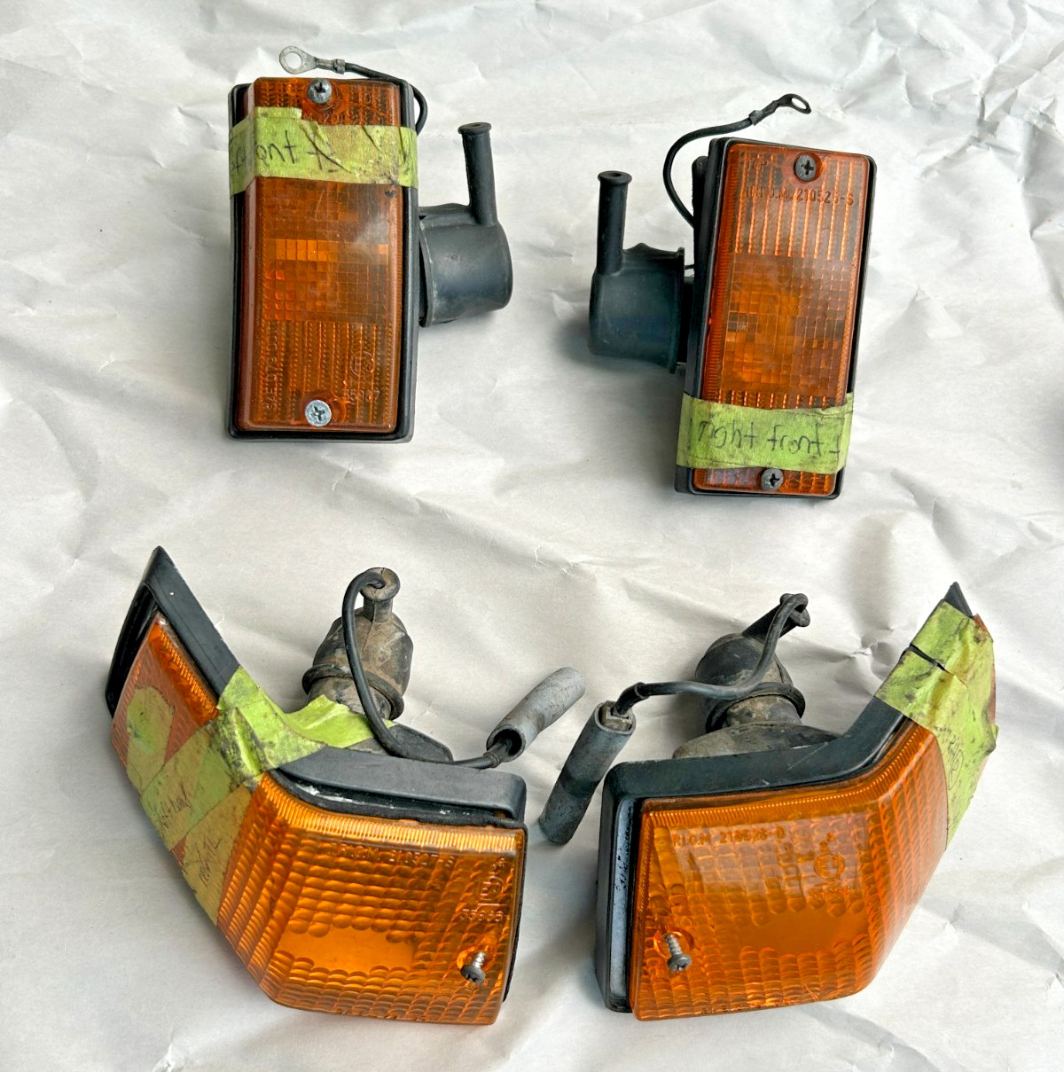 Used Vespa PE PX Turn Signals Complete Set Front + Rear TRI.O.M Italian Made