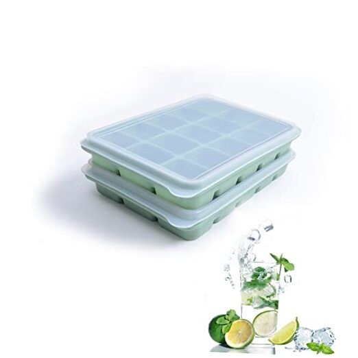 Ice Cube Trays Set of 2, Easy Release 15 Flexible Silicone Ice Cube Molds with