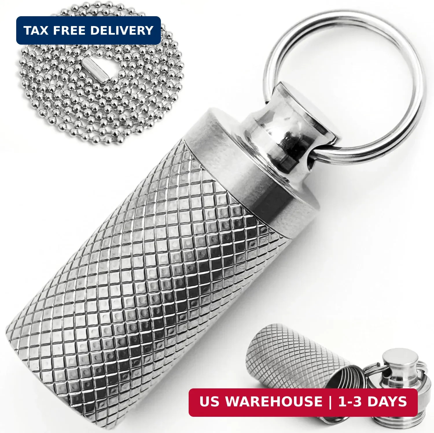 Titanium Keychain Pill Holder Container,Waterproof Portable Pill Box Case for Pu